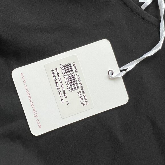 Soon Maternity Dress Size XS Louise Long Sleeve Black Dot Contrast Casual New - Picture 5 of 12